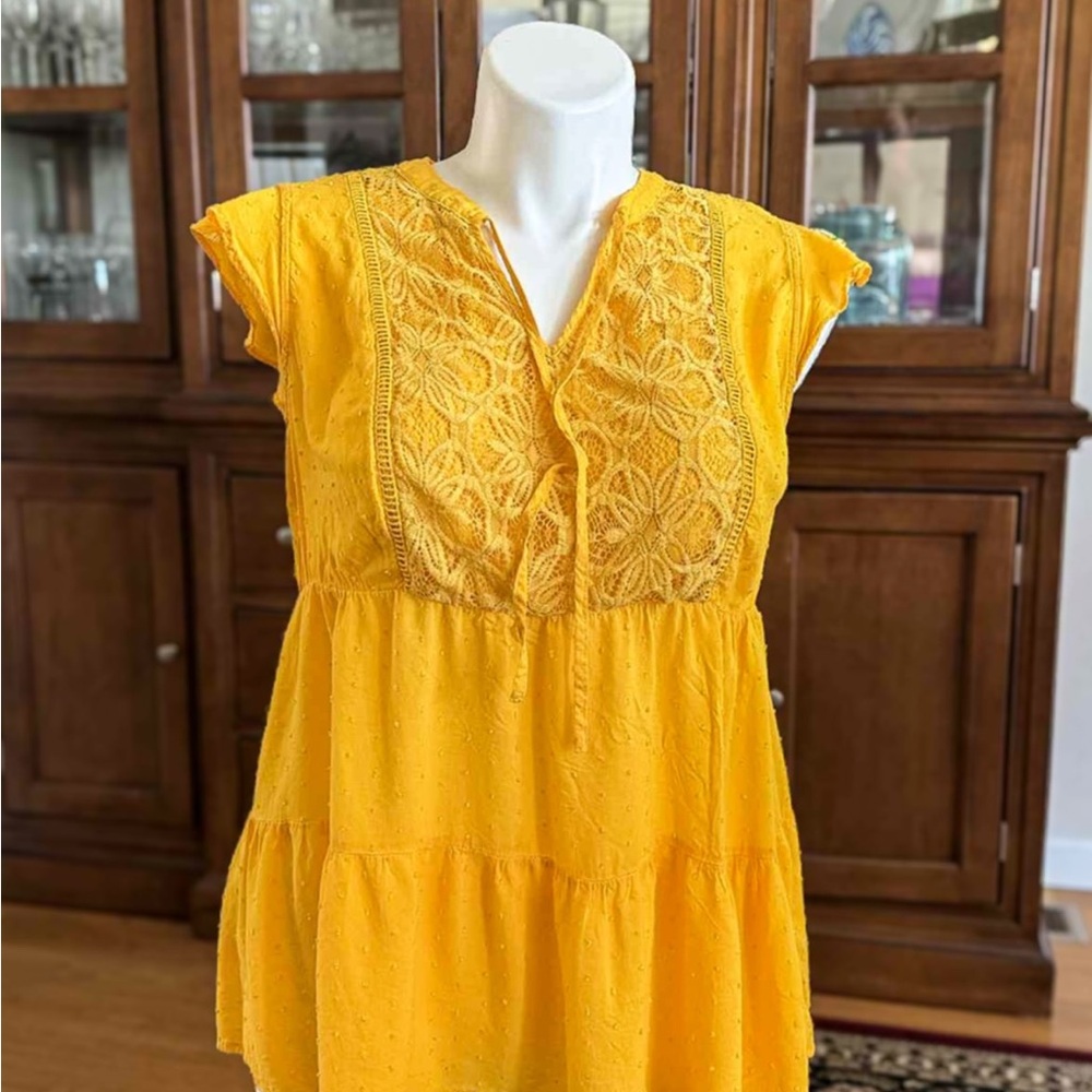 Torrid Yellow Embroidered Blouse